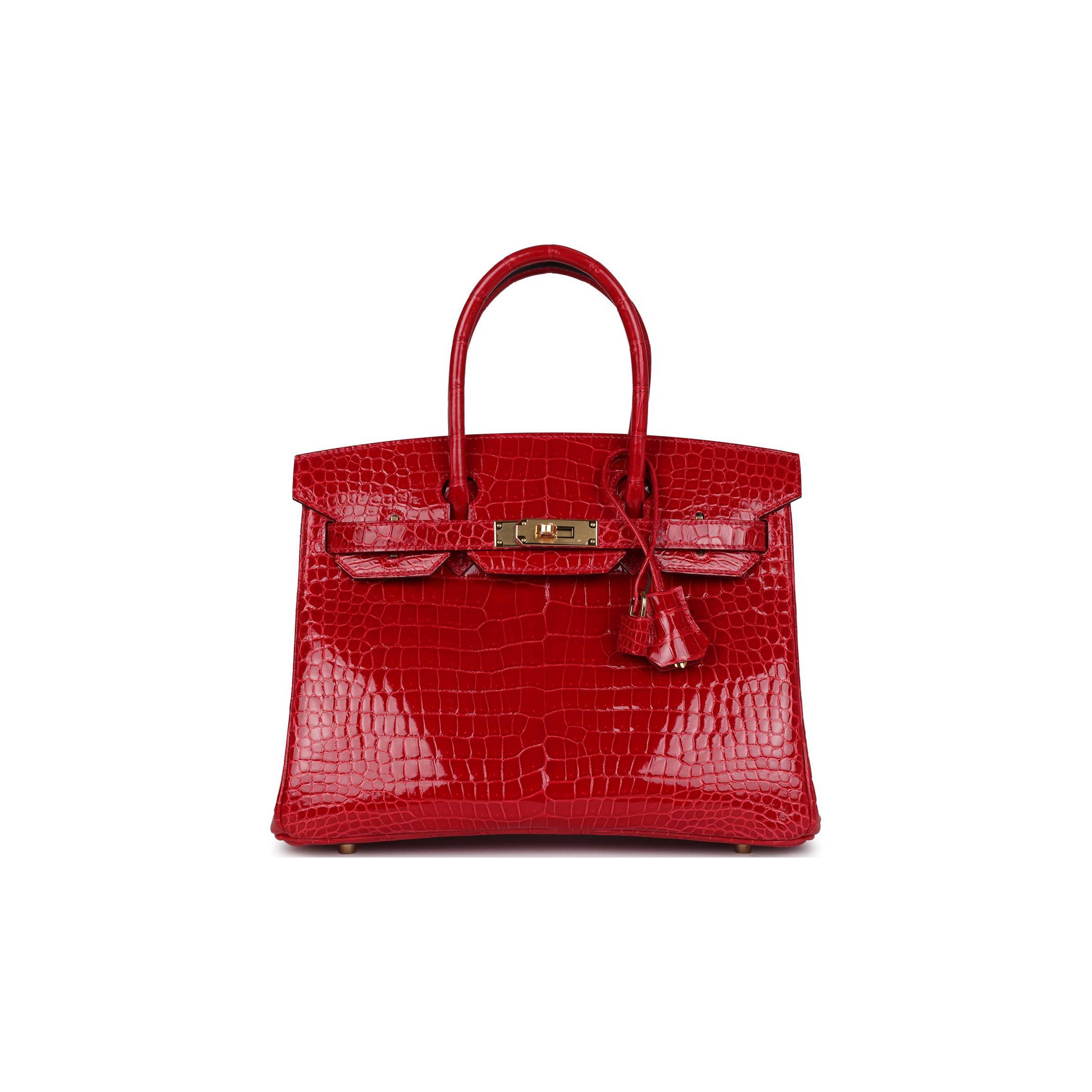 HERMES BIRKIN 30 BRAISE SHINY POROSUS CROCODILE GOLD HARDWARE (30*22*16cm)